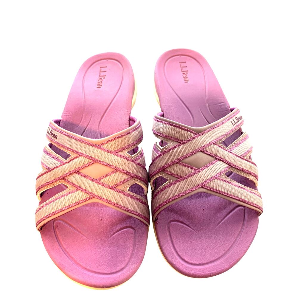 LL BEAN Women's Boothbay Slide Sandals LAVENDER STRAPS